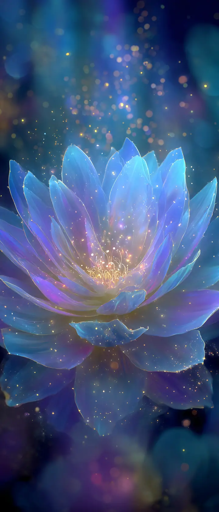Abstract lotus of pure light with cosmic plasma petals
