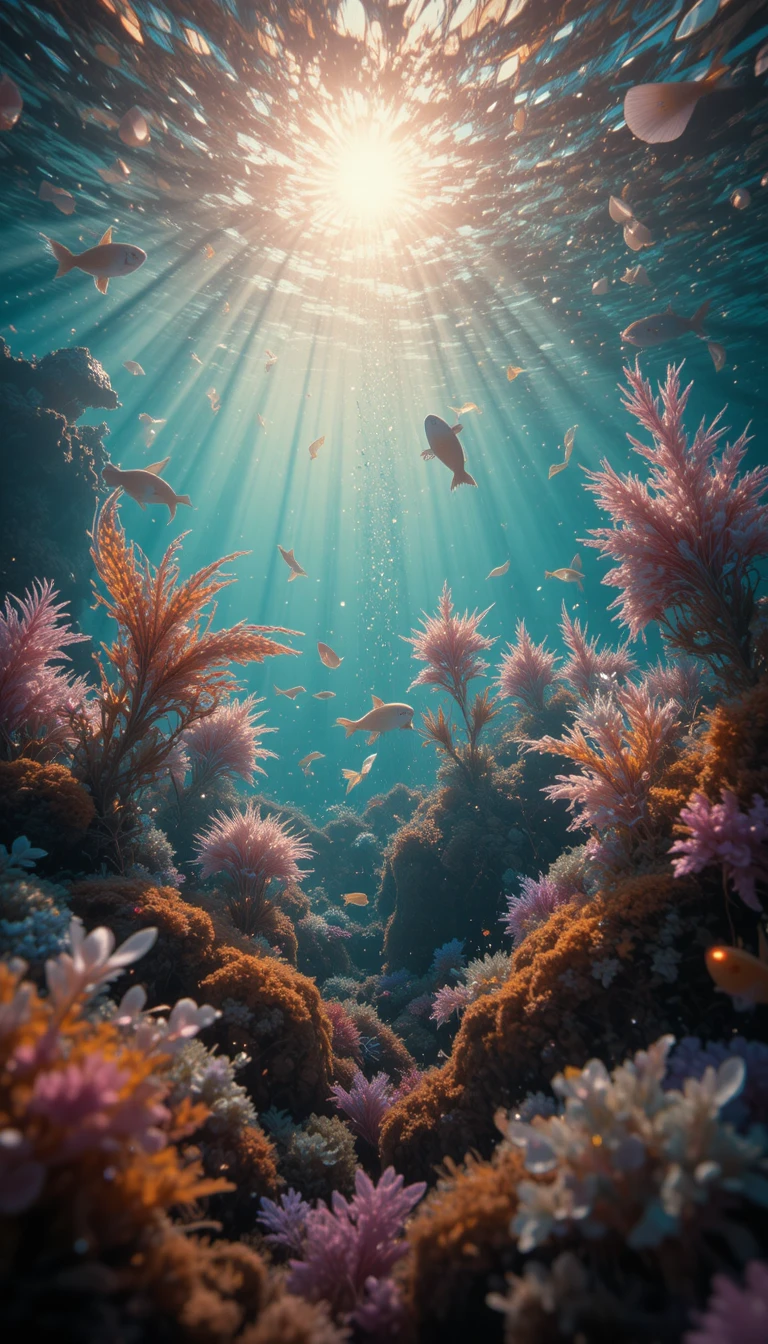 Surreal Underwater World Of Prisms And Aquatic Creatures