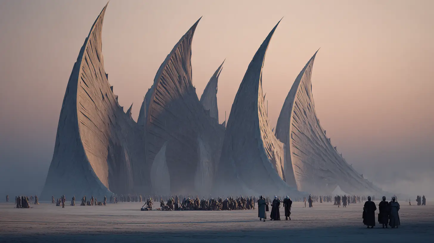 Vast sci fi army assembled in a futuristic arena