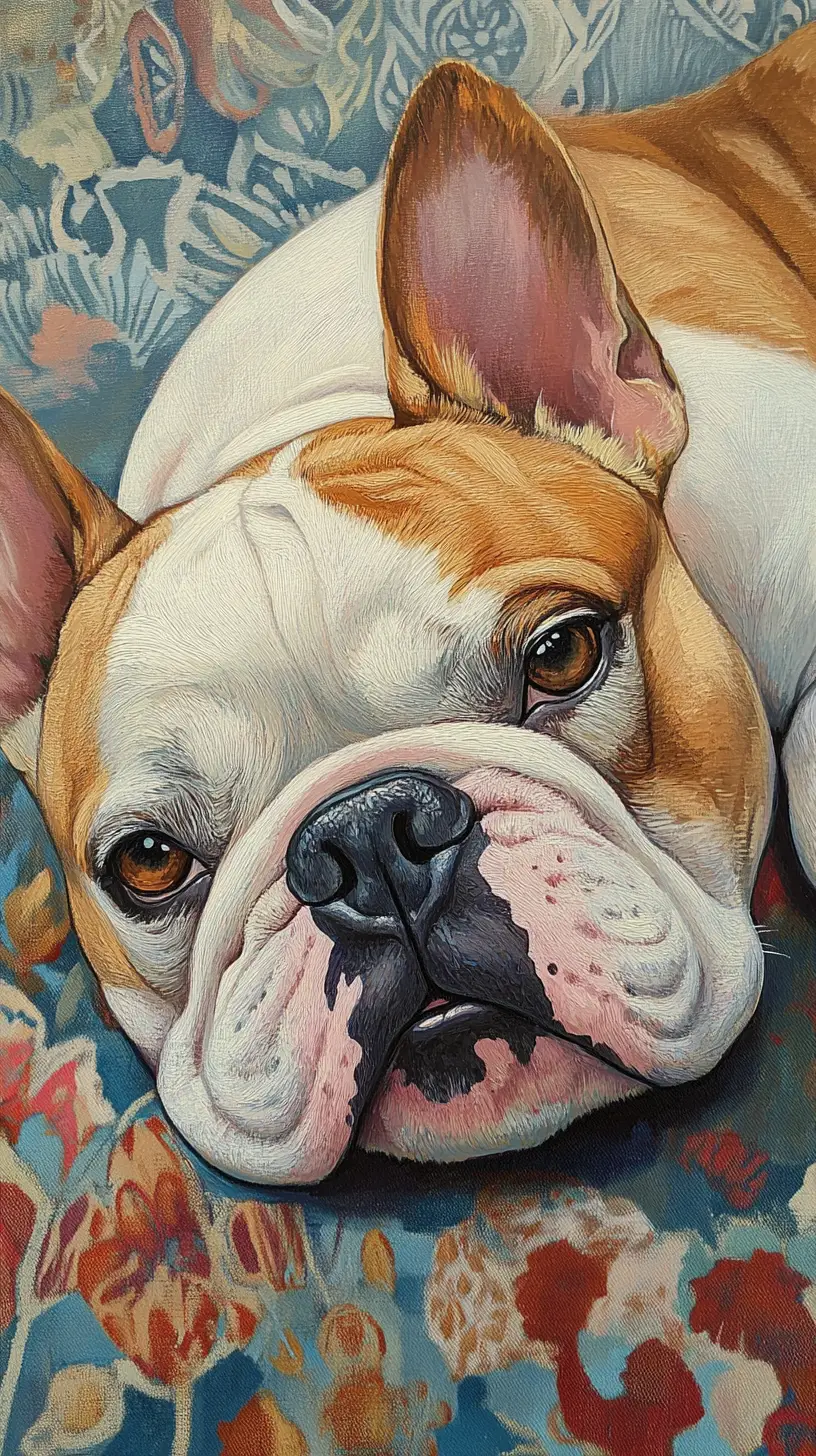 Bulldog che si gode un massaggio sul lettino in un accogliente salone di bellezza