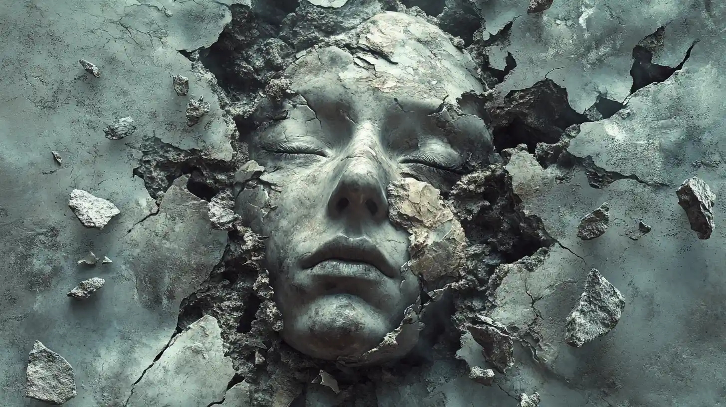 Surreal inner landscape of a broken and stormy mind