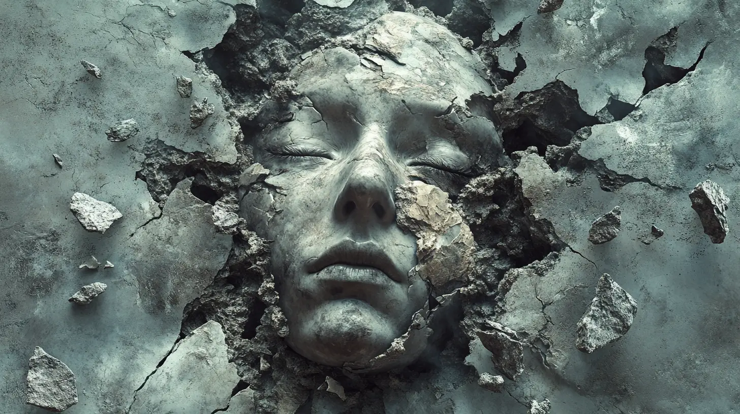 Surreal inner landscape of a broken and stormy mind