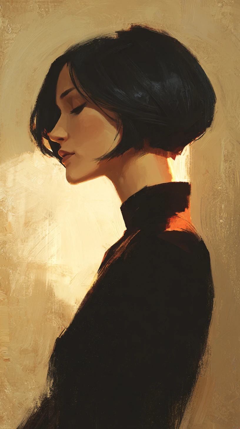 Moody portrait of a girl in profile with dramatic rim light