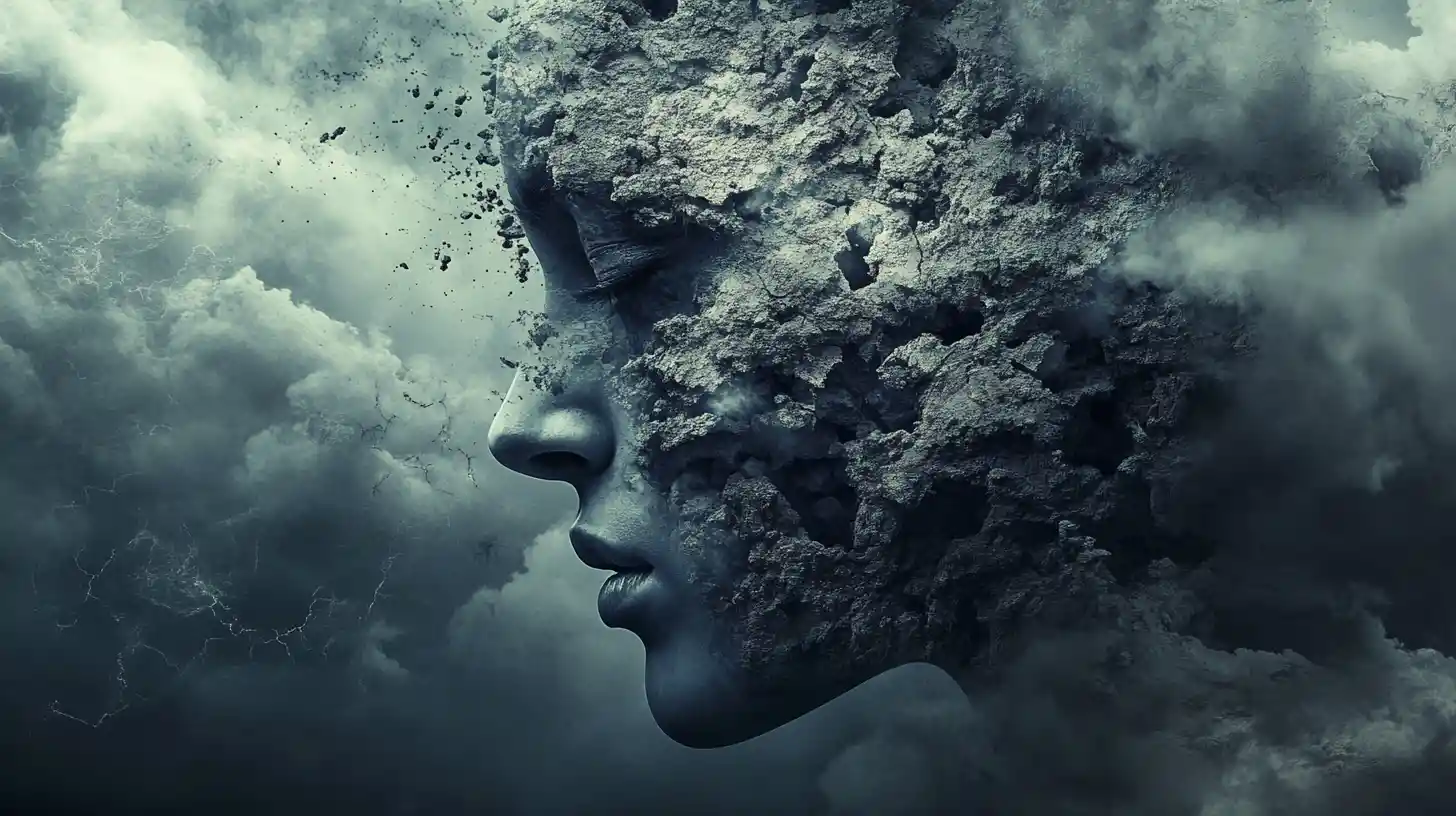 Surreal journey inside a shattered and stormy human mind