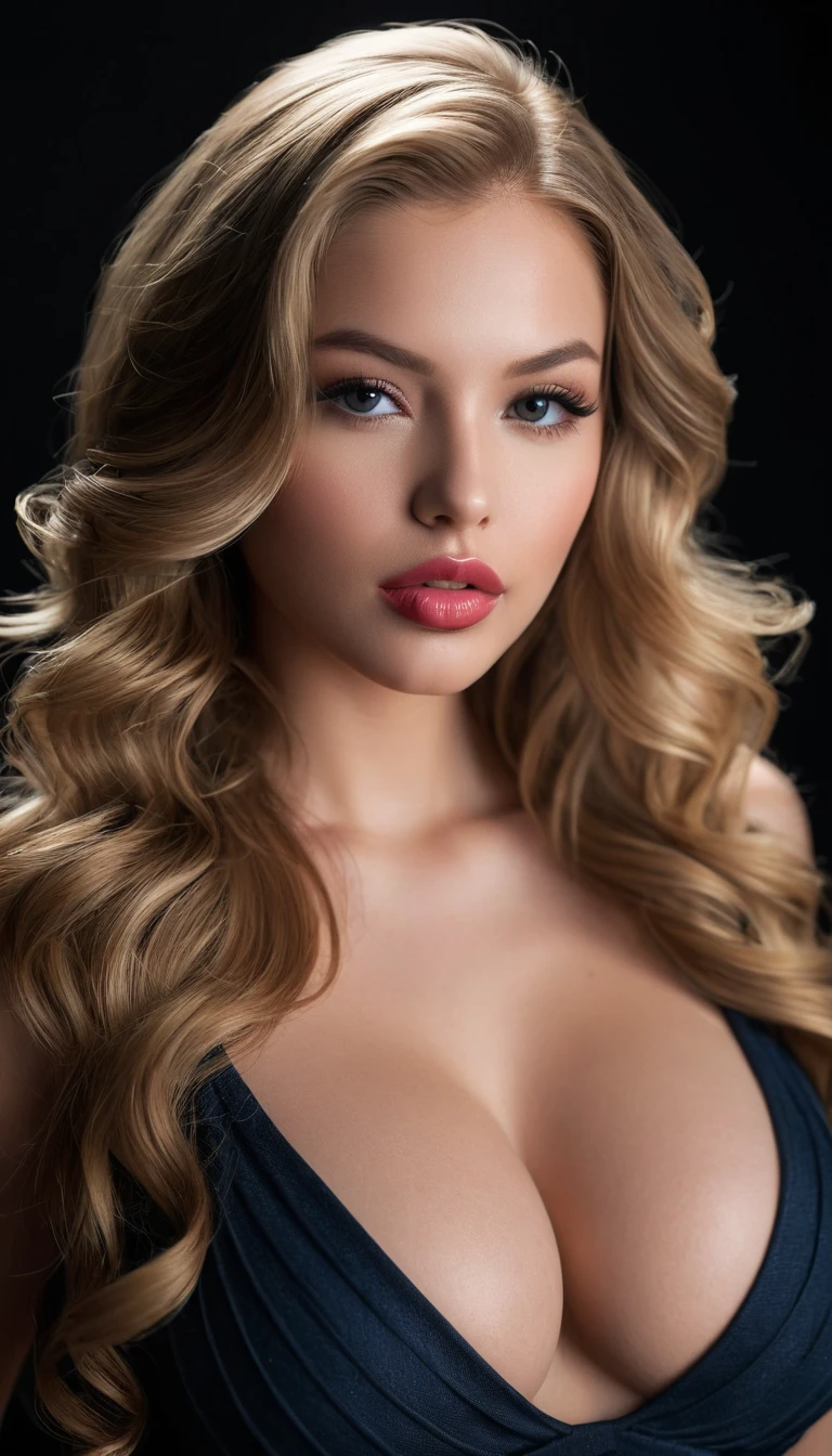 Young woman leaning forward in dramatic cinematic portrait