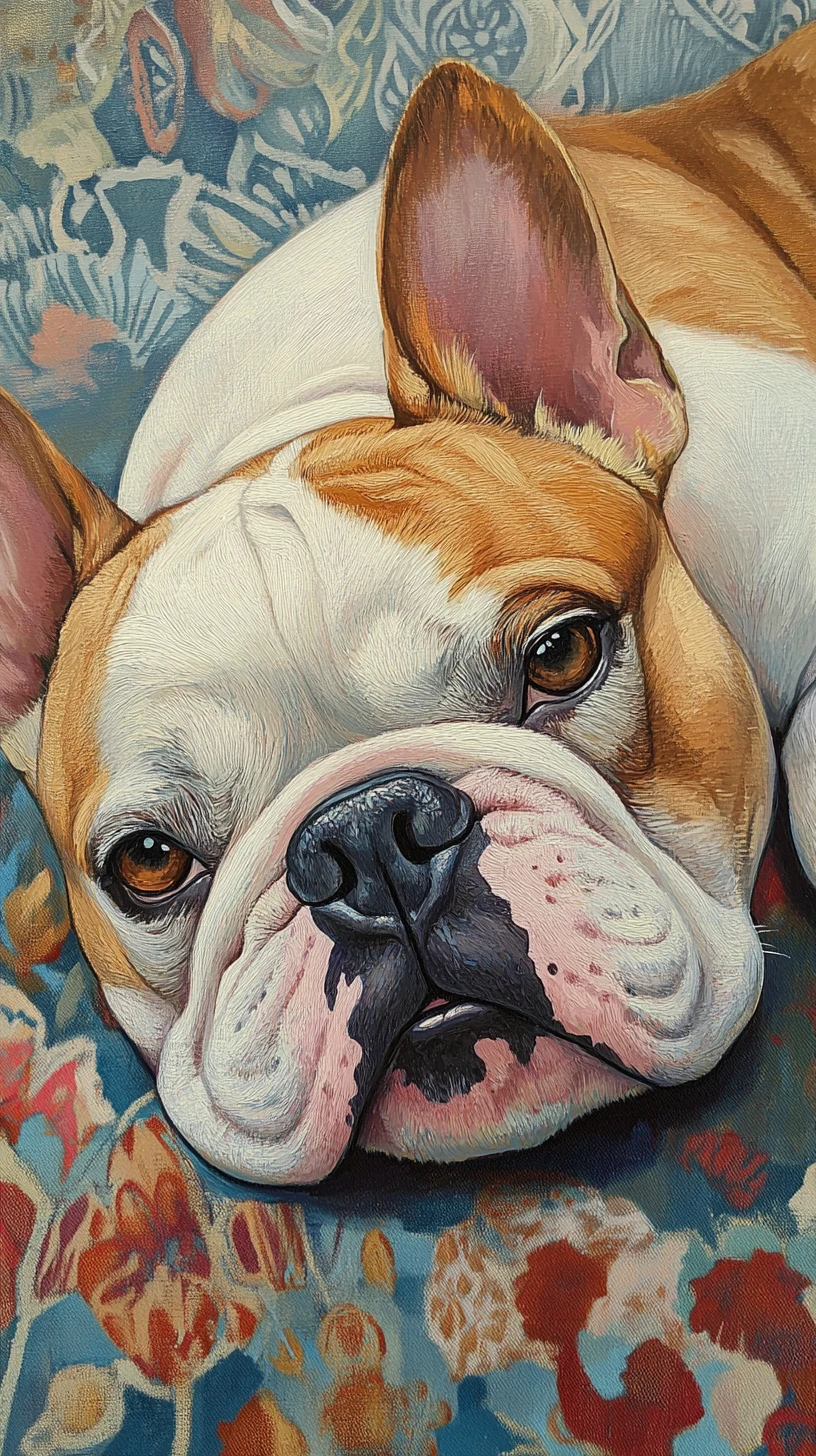 Bulldogue aproveitando massagem na maca em salão de beleza aconchegante
