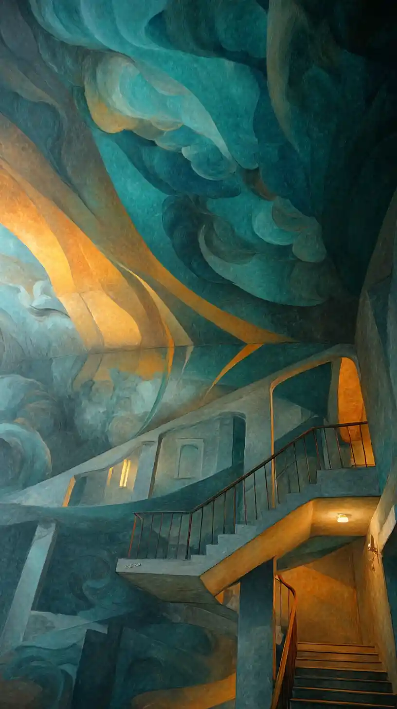 Urban memorial walls covered with somber mural art