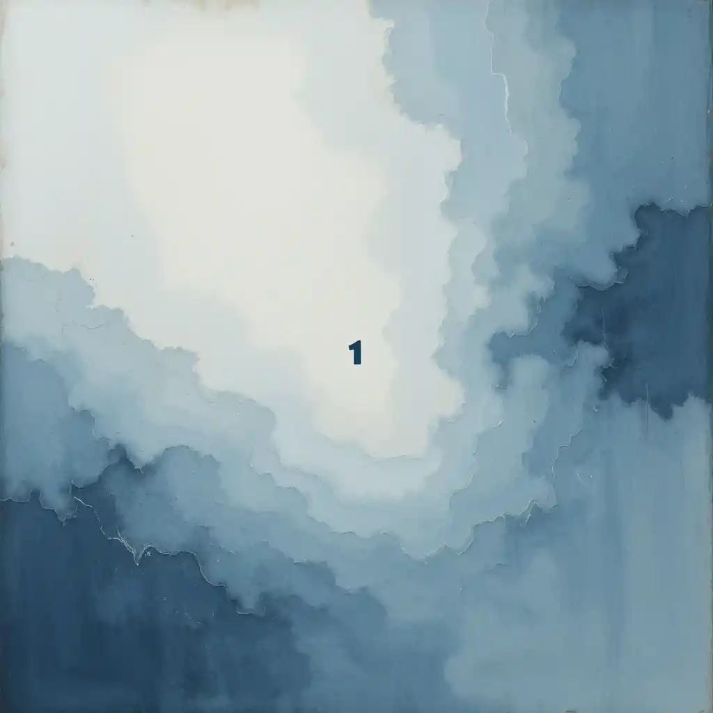 Minimal abstract art with a centered dot and soft blue gradient