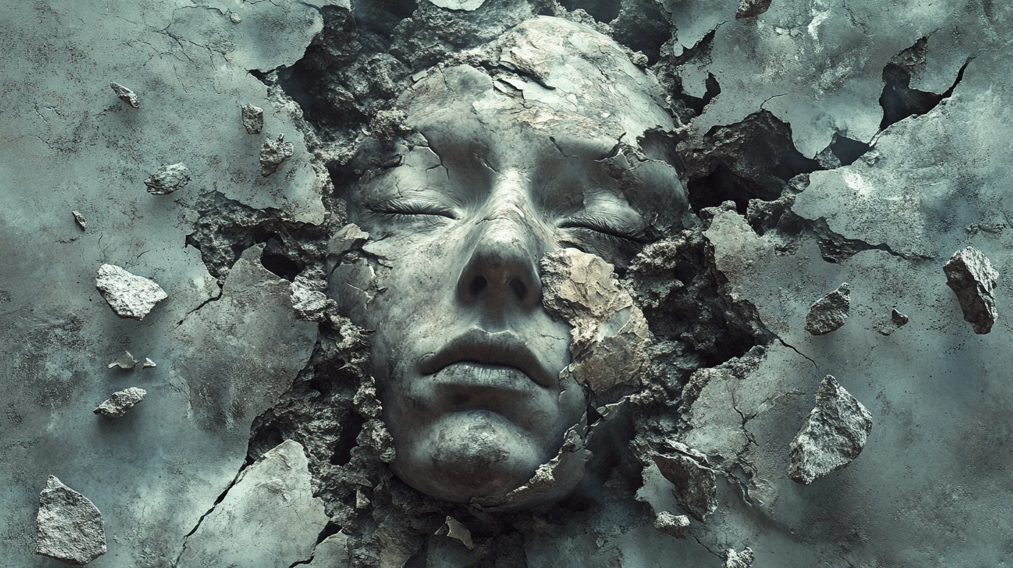 Surreal inner landscape of a broken and stormy mind
