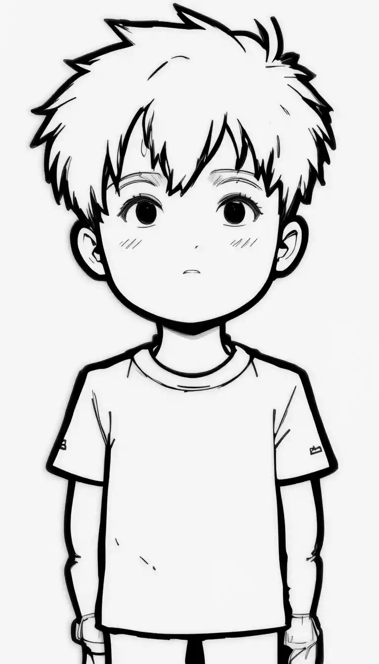Cartoon illustration of a boy in centered composition