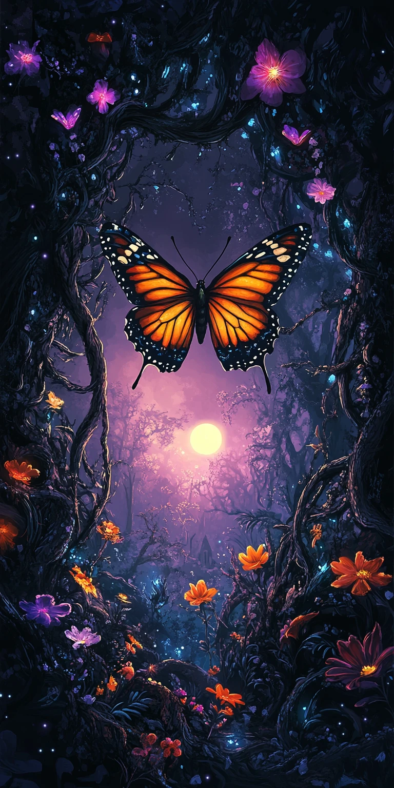 Monarch Butterfly In A Mystical Twilight Forest Diptych