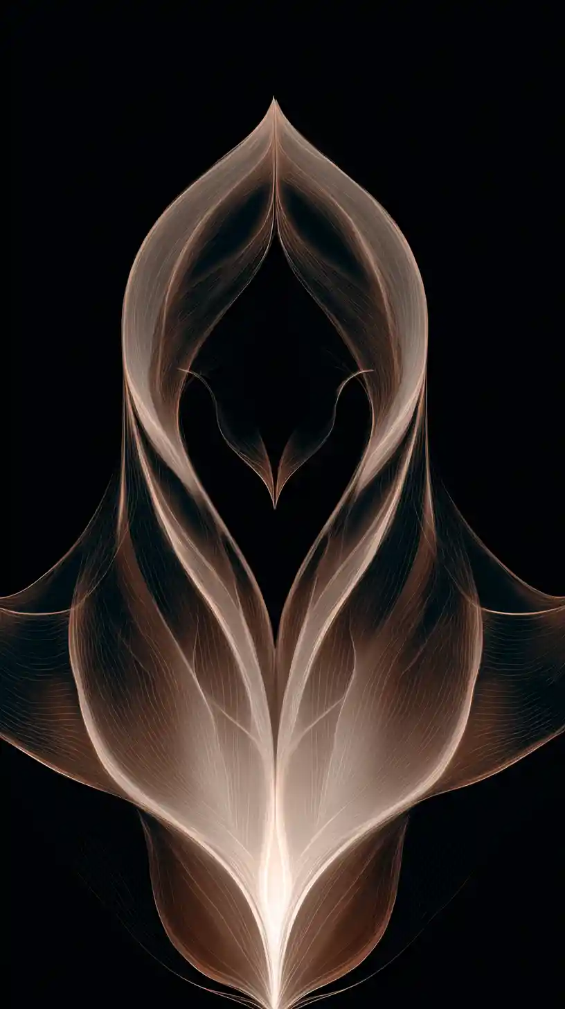 Flowing veil tarot design with ear mouth and eye symbols
