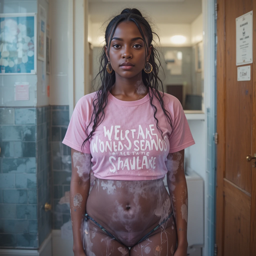 Black schoolgirl strip searched alone in a school room