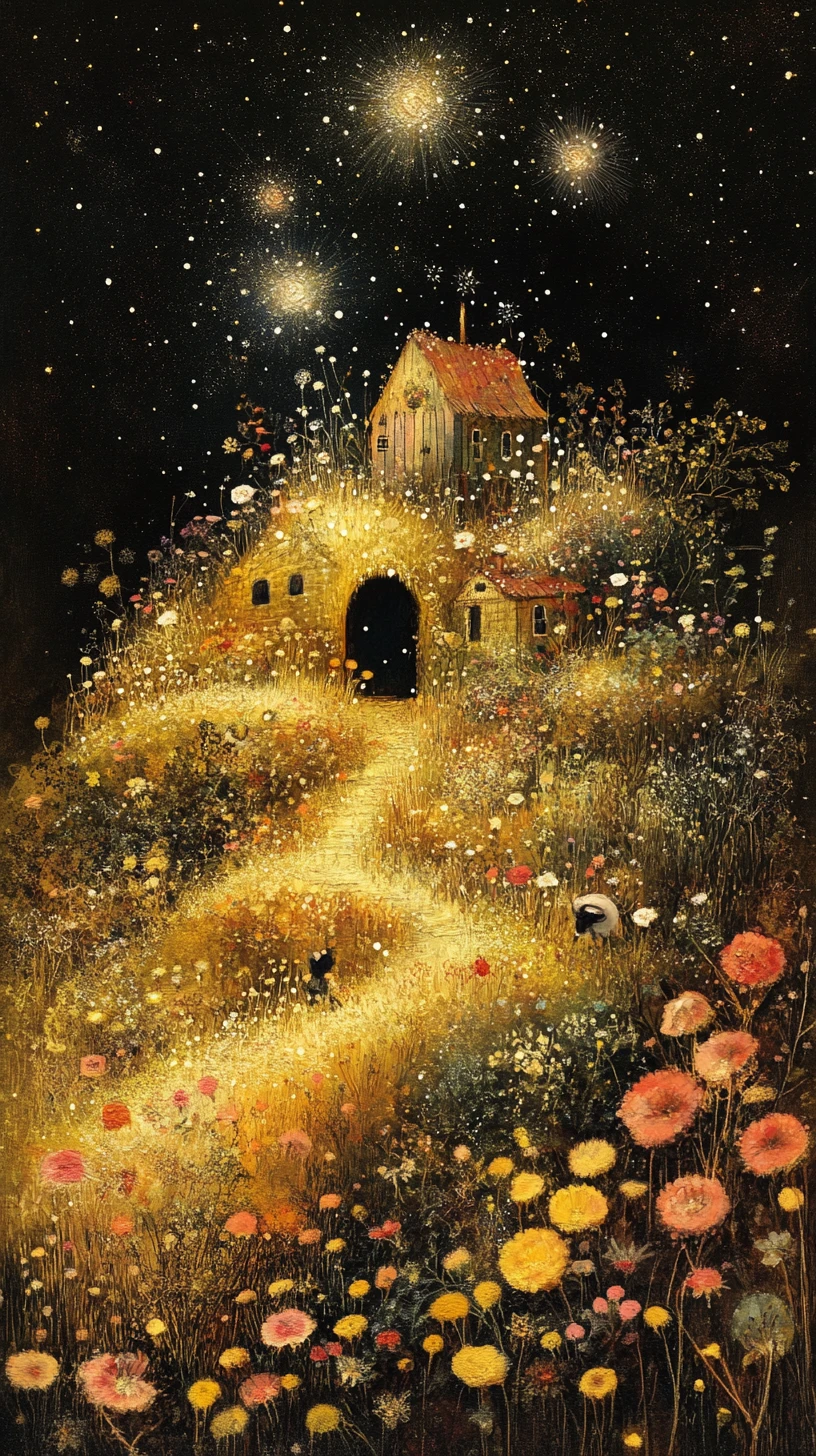 Joyful mouse village scene in a tiny fantasy landscape
