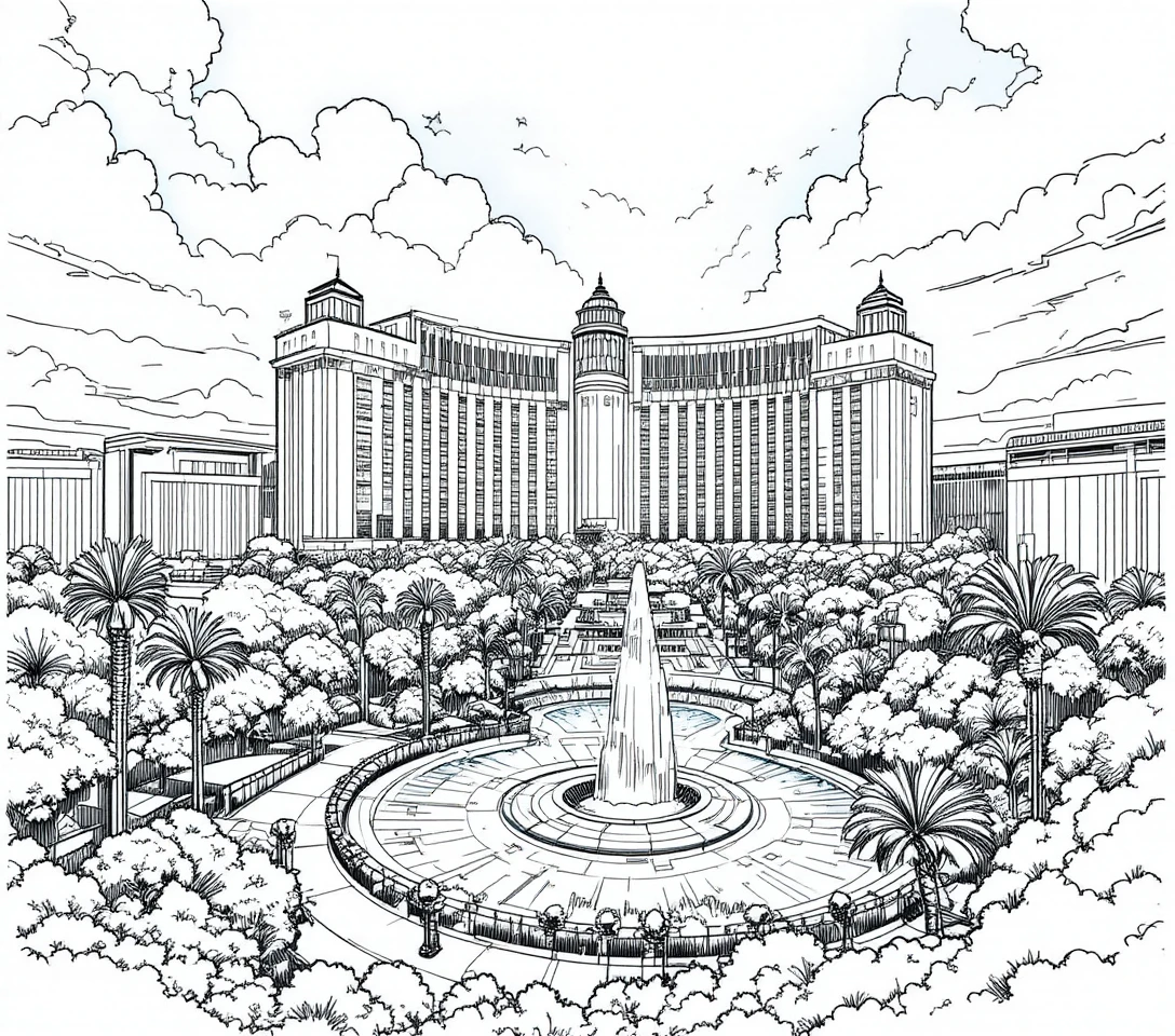 Aerial view of luxurious casino resort cityscape