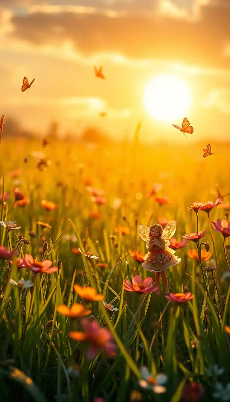 Fairies Dancing In An Enchanted Meadow At Sunrise