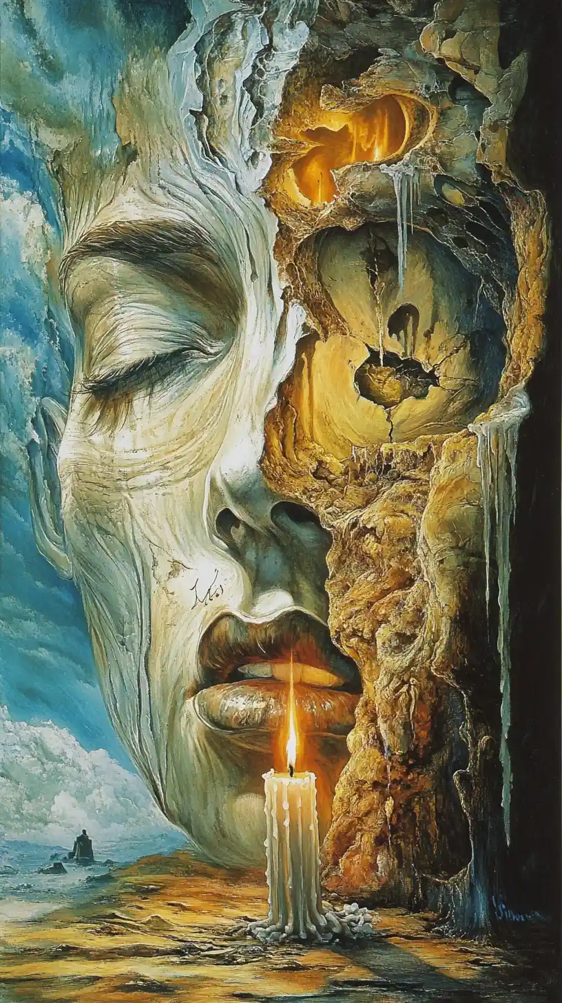 Single burning candle suggesting complicated emotions and tension