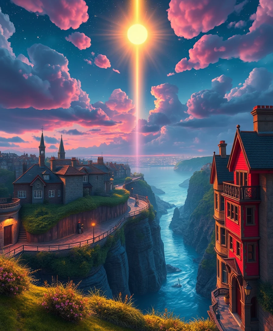Whimsical surreal Cardiff landscape at the edge of reality