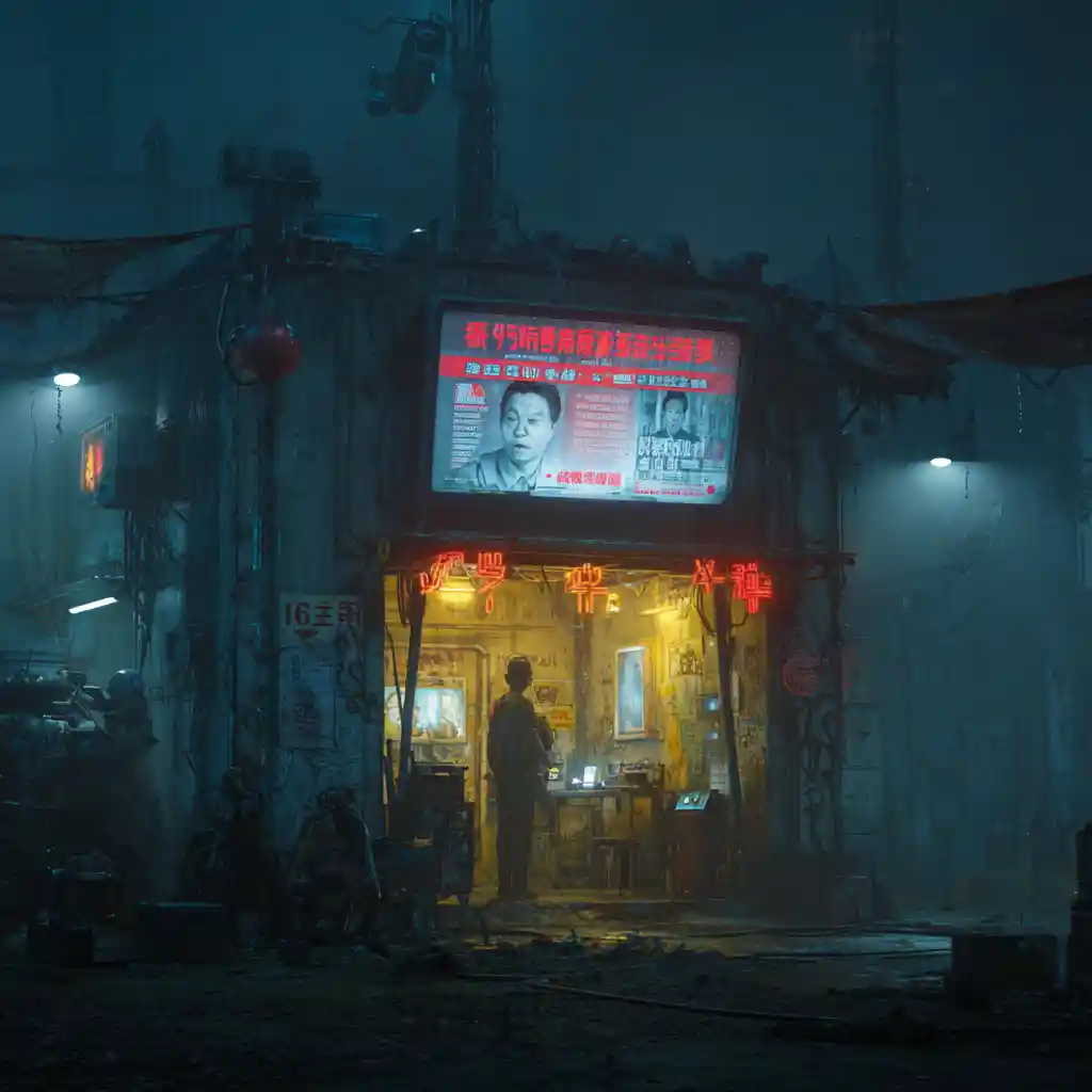 Gangster Getting Tattooed In Futuristic Chinese Studio