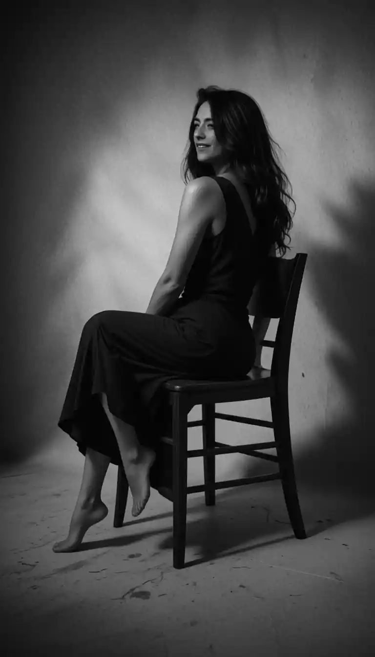 Ritratto fine art in bianco e nero di una donna seduta