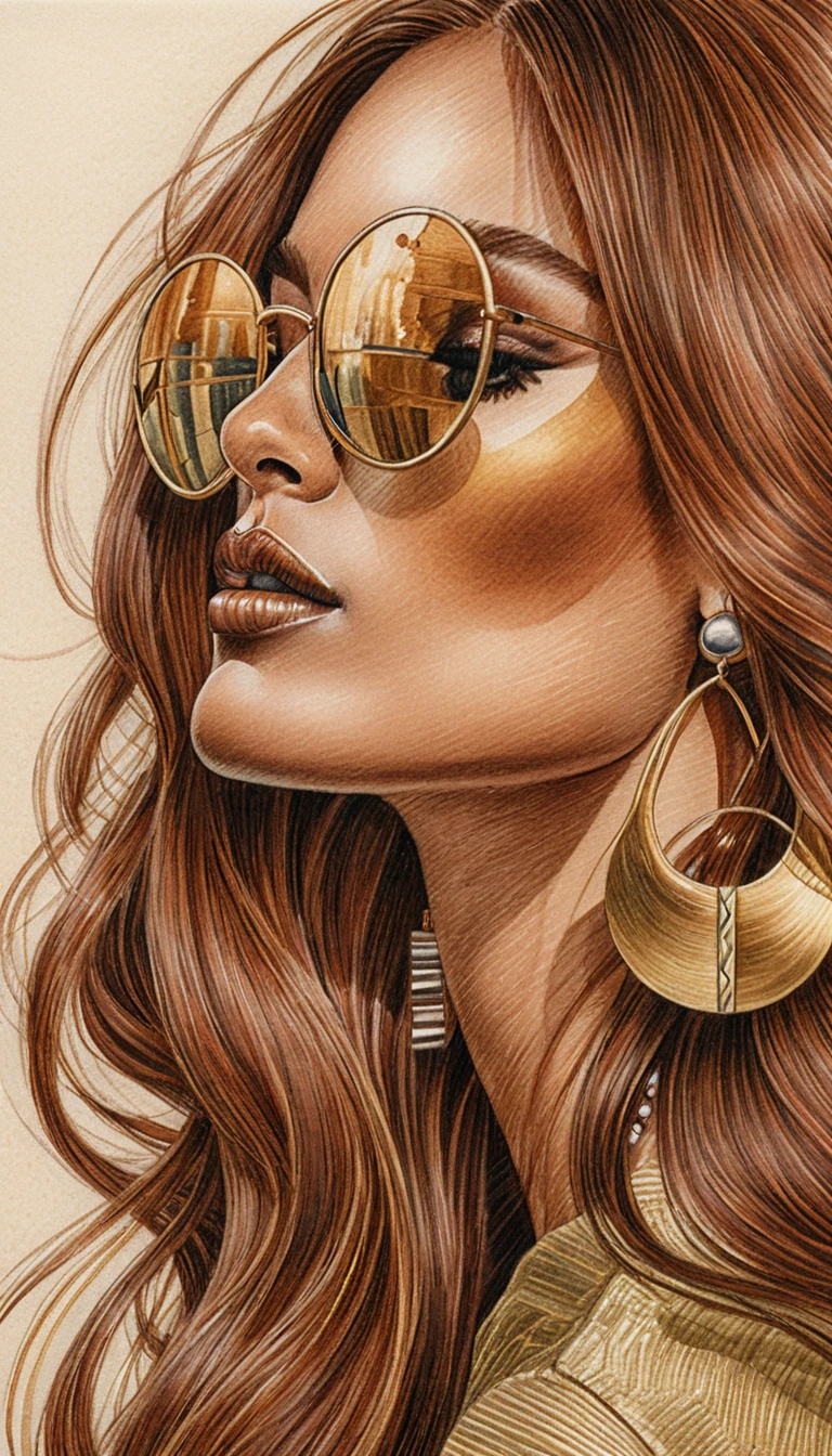 Elegant fashion illustration of a woman in profile view