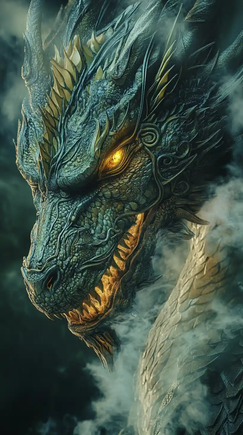 Dragon Muzzle Sealed With Smoke And Glowing Cracks