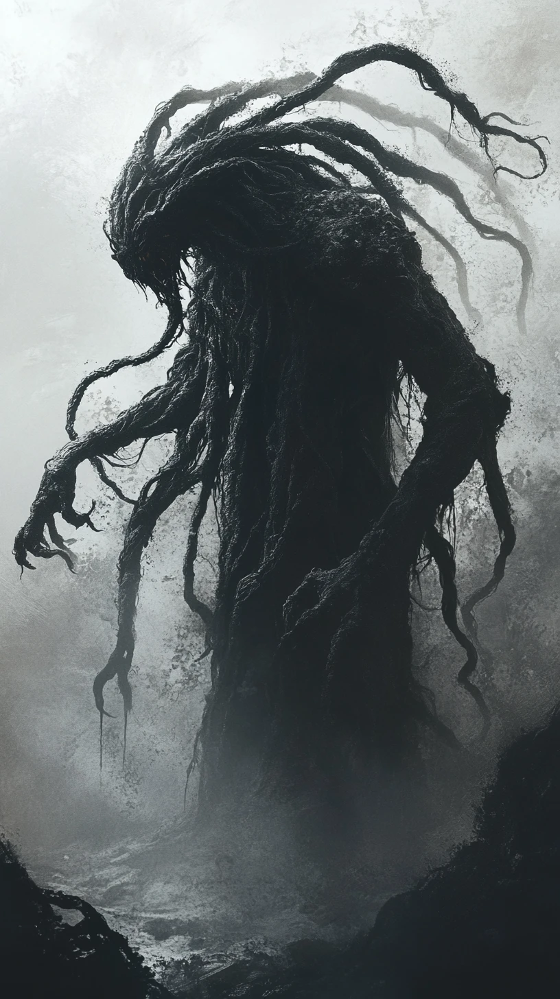 Surreal monster grasping the sun in broad daylight