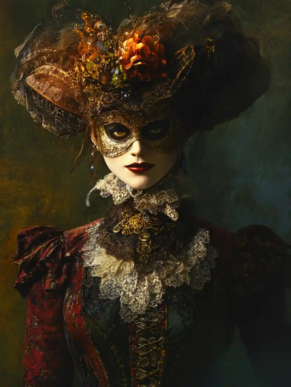 Elegant woman on stage in surreal digital oil painting