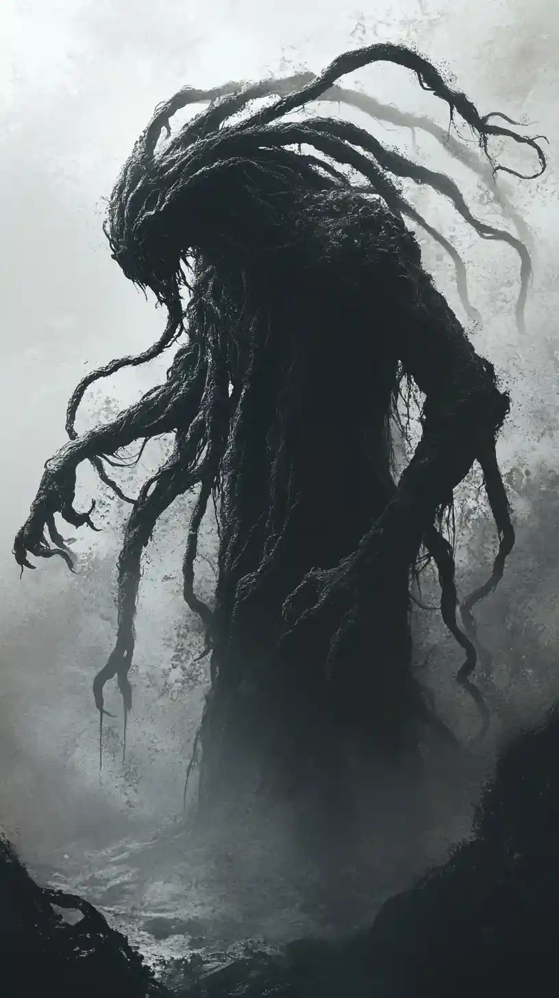 Surreal monster grasping the sun in broad daylight