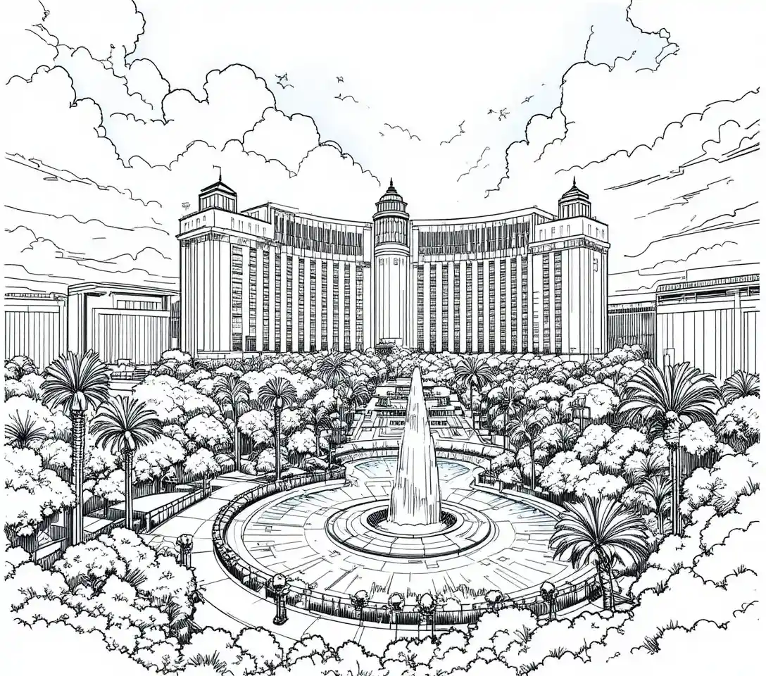 Aerial view of luxurious casino resort cityscape