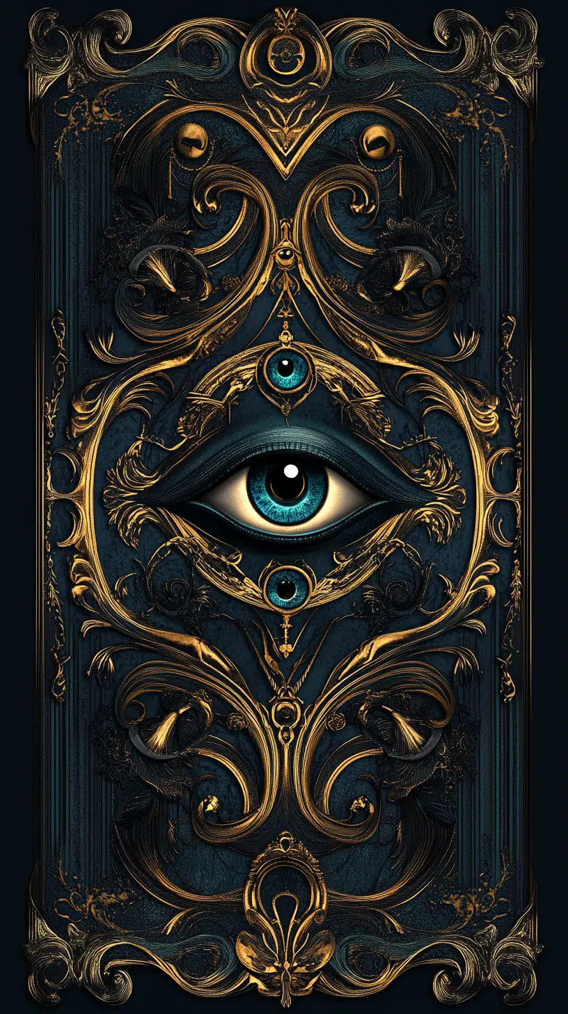 Sceau gothique symétrique avec yeux abstraits et filigrane
