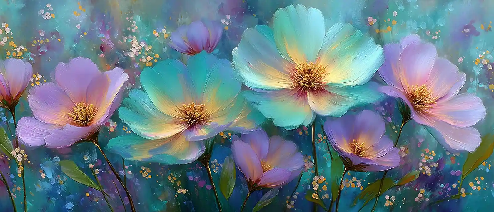 Misty pastel flowers in a delicate fantasy painting