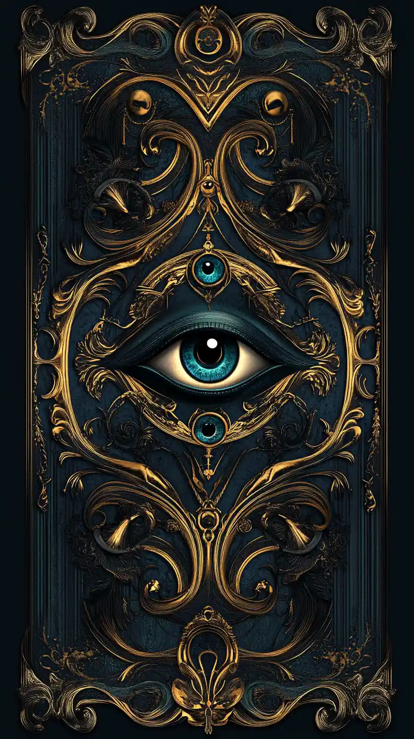 Sceau gothique symétrique avec yeux abstraits et filigrane