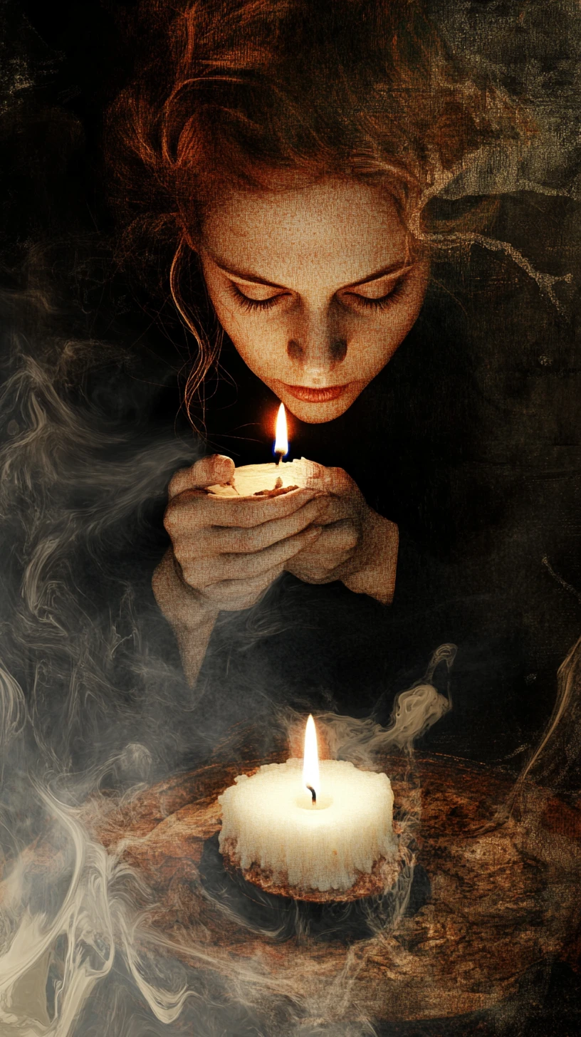 Single service candle burning softly in the dark