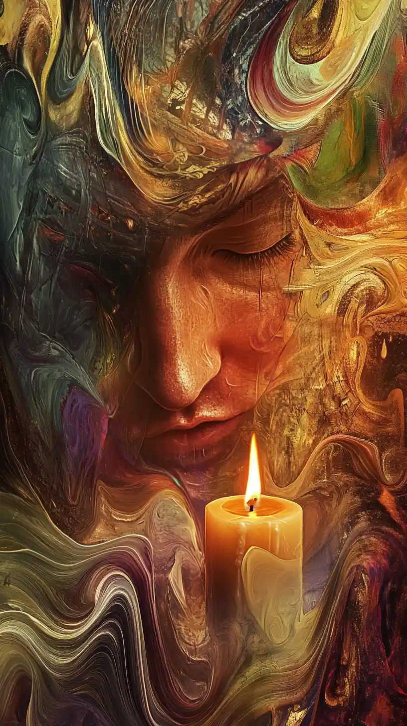 Single service candle burning softly in the dark
