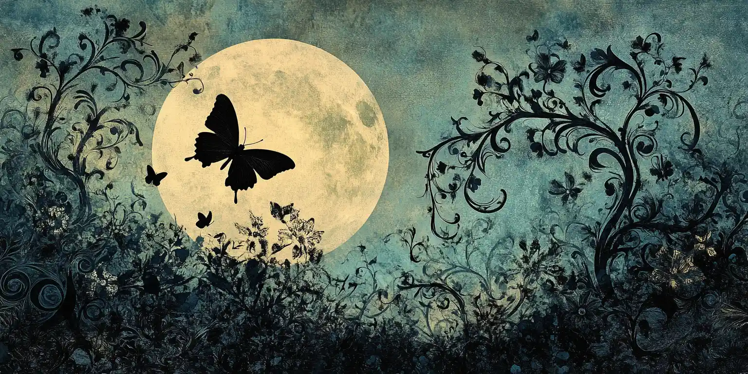Fairytale diptych of a mystical forest under glowing moon