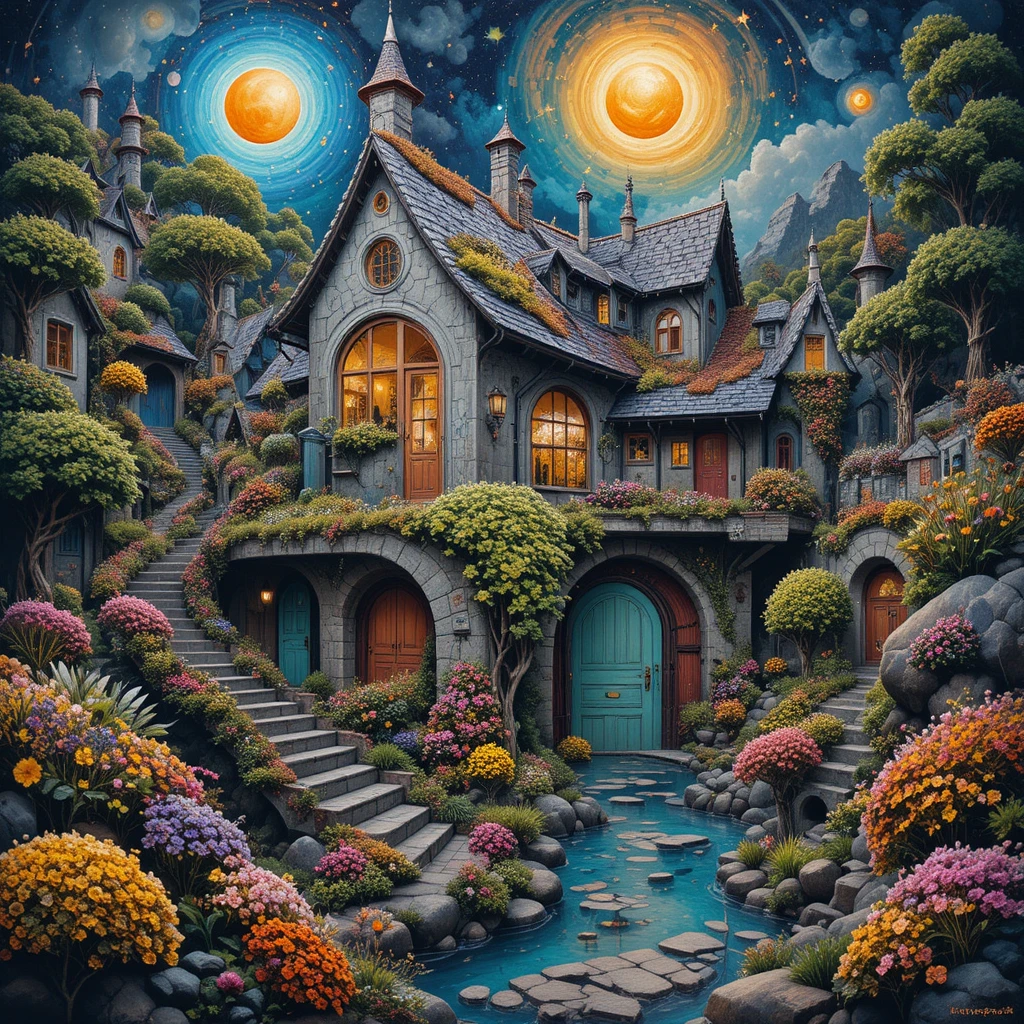 Surreal village of melting walls and wildly curved houses