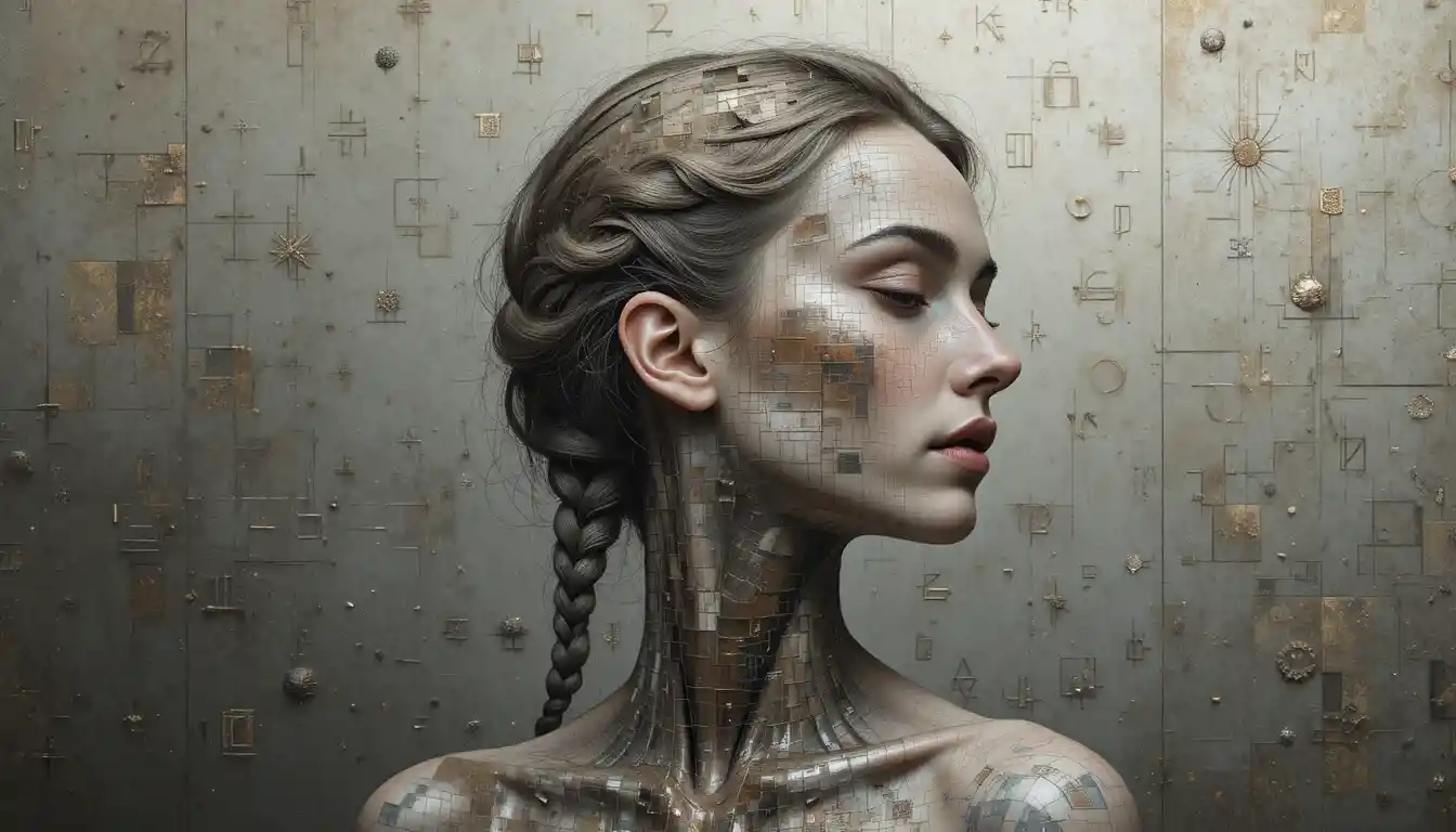 Ritratto cubo-futurista di una ragazza con treccia a spirale