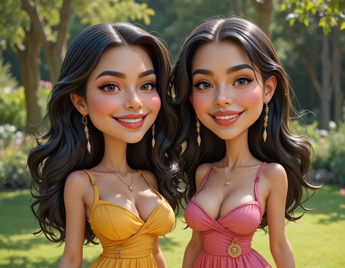 Dos mujeres con vestidos de verano de pie junto a una furgoneta blanca al aire libre