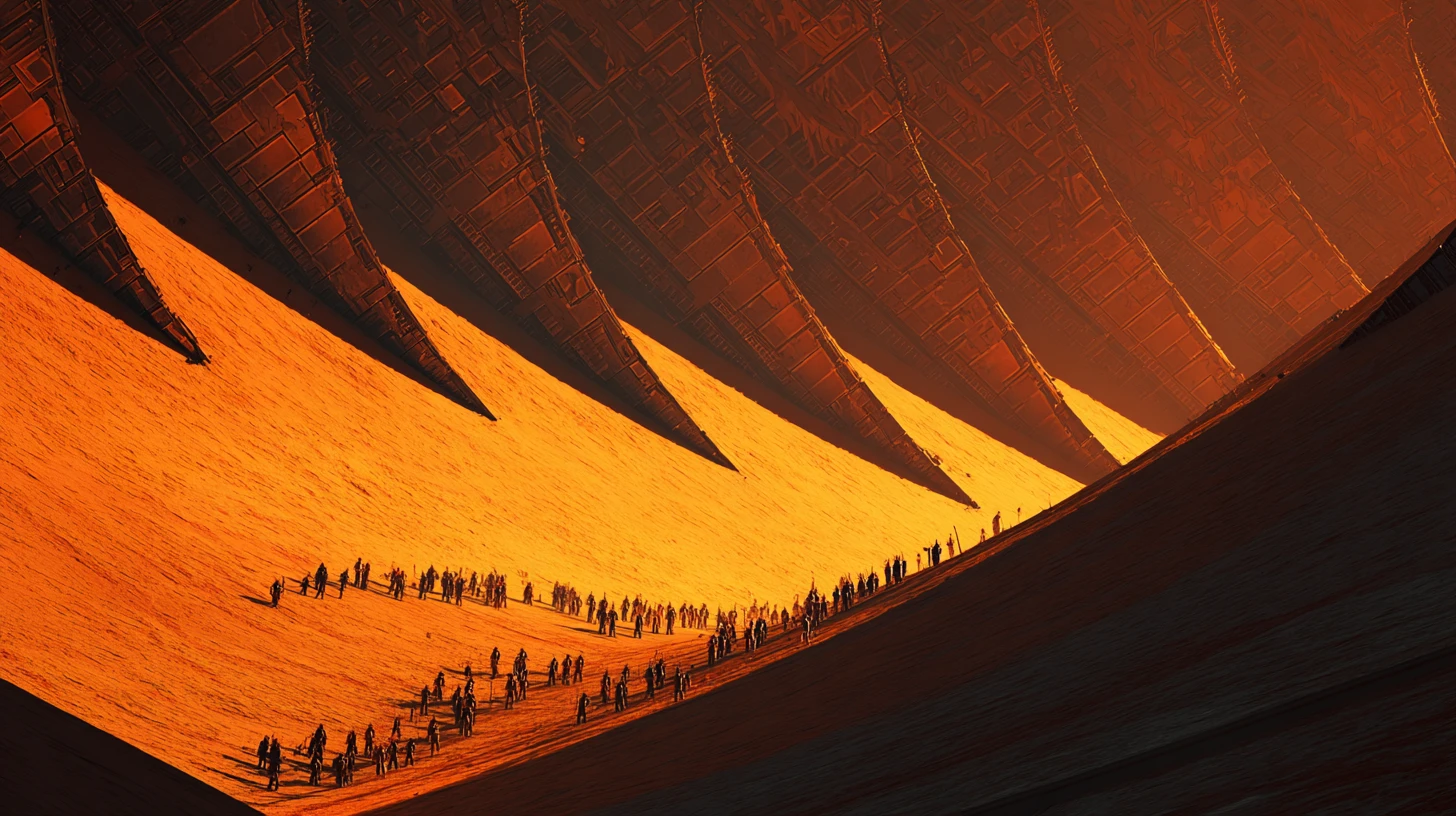 Vast futuristic arena filled with countless armored soldiers