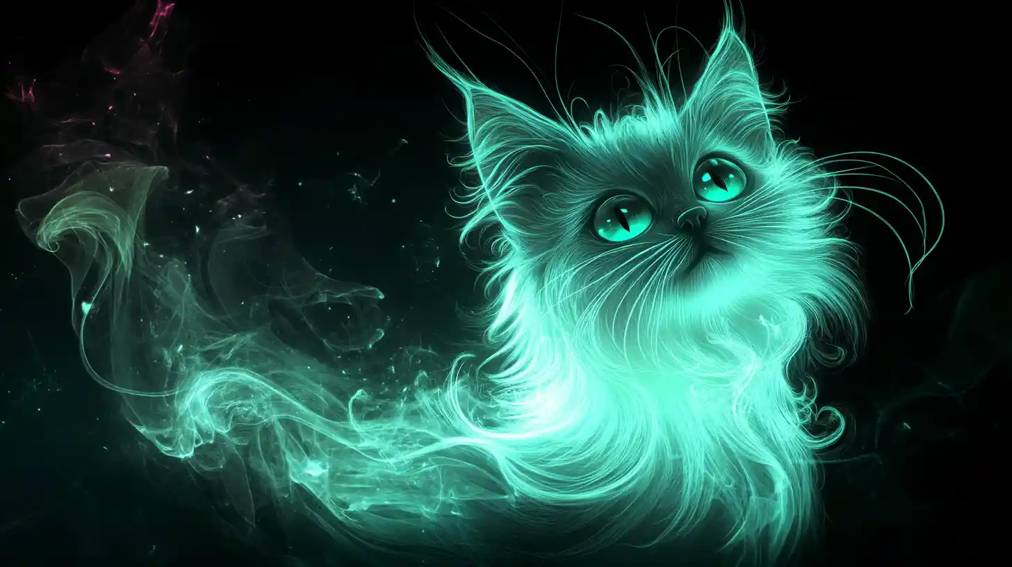 Glowing Gothic Kitten Silhouette With Soft Pastel Aura