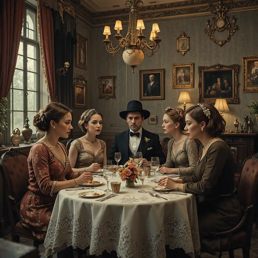 Surreal dinner with cordelia and the girls at a shared table