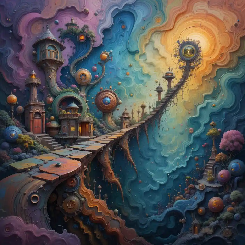 Surreal Abstract Forms In A Vibrant Swirling Color Universe