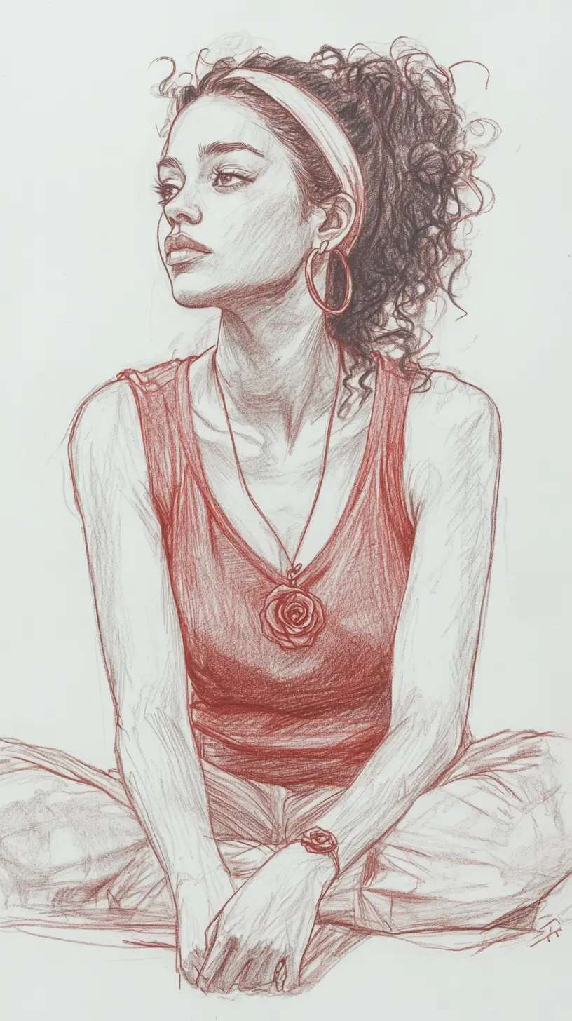Contemplative young woman sitting in classical figure drawing