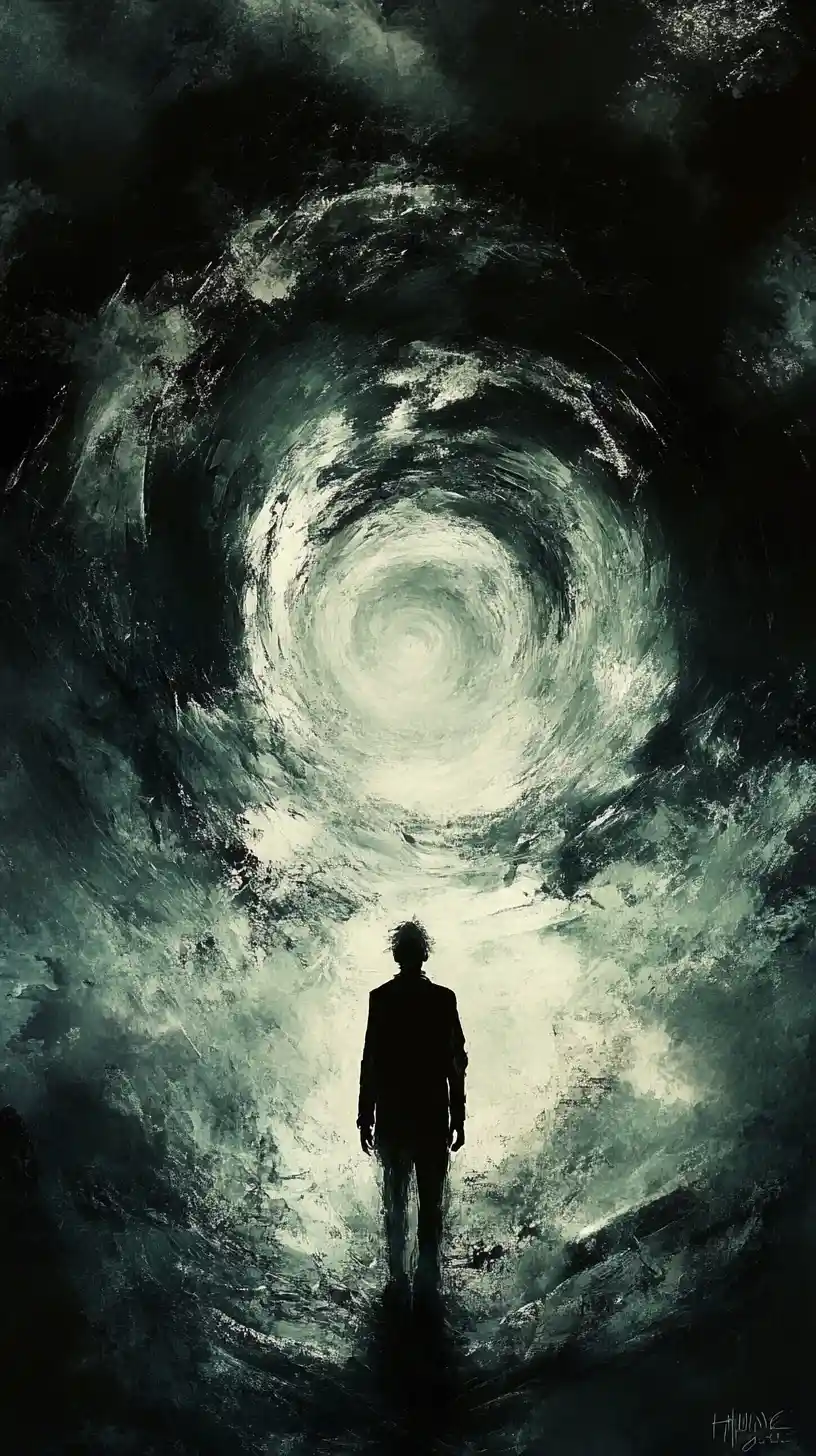 Bright light shining into a deep surrounding darkness