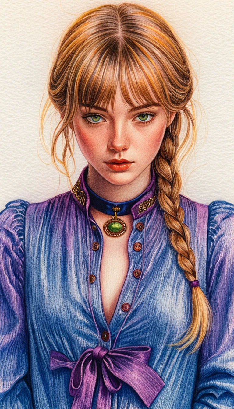 Dark gothic portrait of a young woman with braids