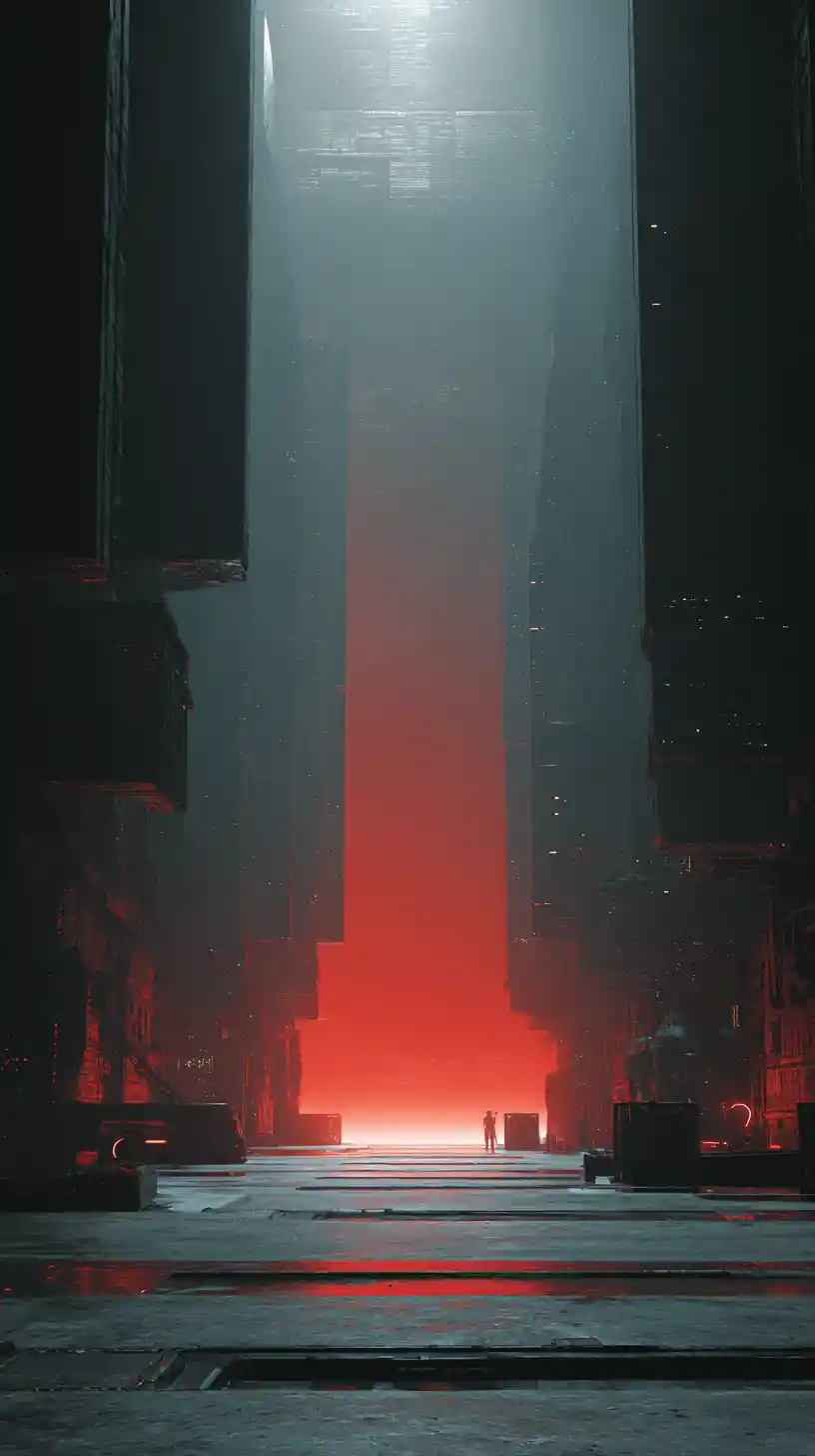 Bright light breaking through surrounding darkness and shadow