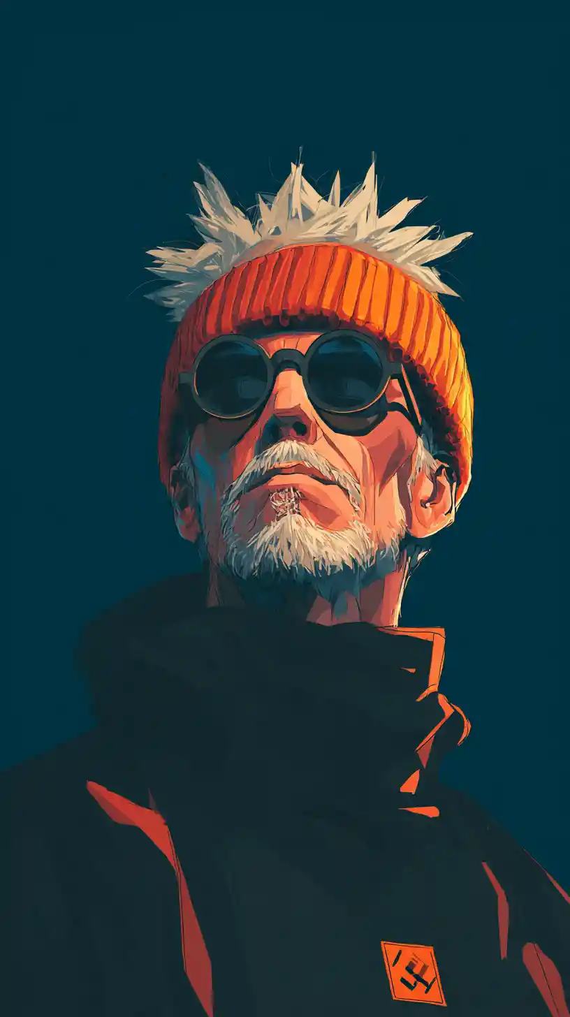 Confident man in orange beanie and sunglasses portrait