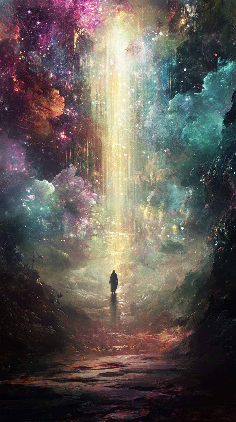 Bright light emerging from deep surrounding darkness