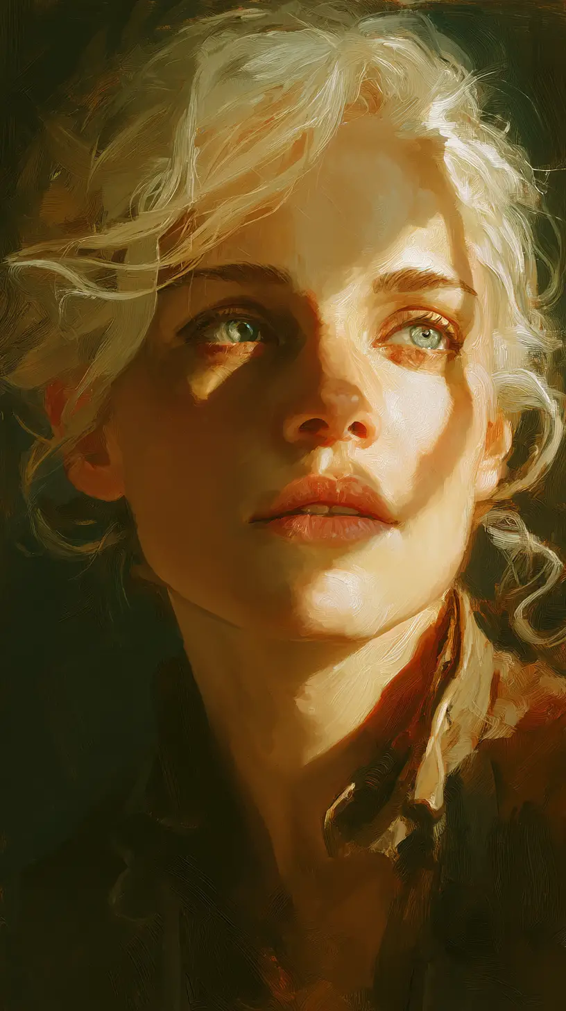 Nordic woman close up portrait in soft studio light